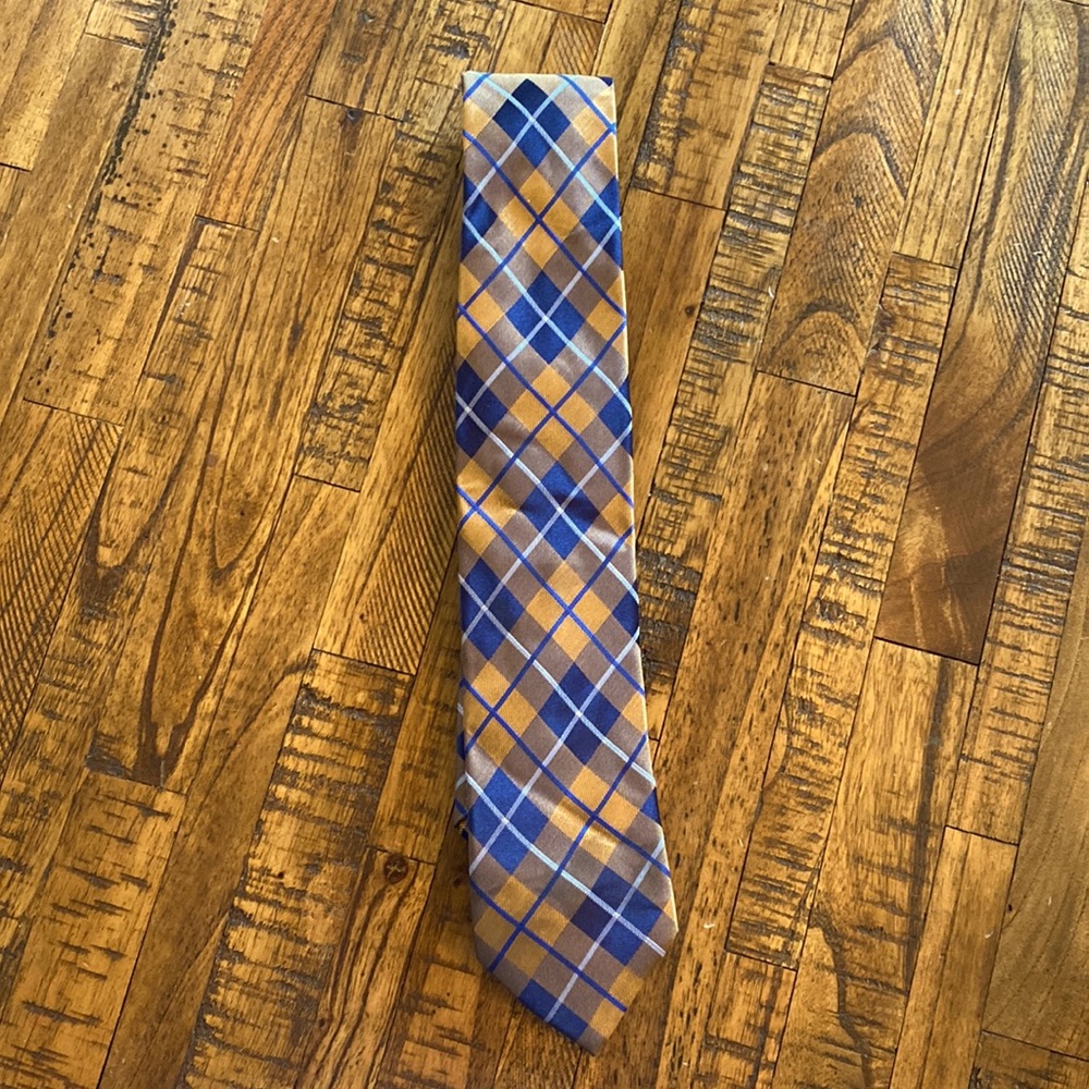 Parsley Luxury Neckwear Tie Navy Blue Bronze Gold White 100% Silk